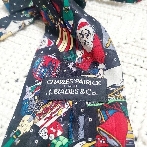 Charles Patrick For J. Blades Vtg Christmas Themed Men's Tie - Picture 6 of 10